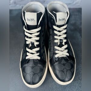 Coach High Top Sneakers Men’s Size 11 Black Leather Casual Skate Shoes